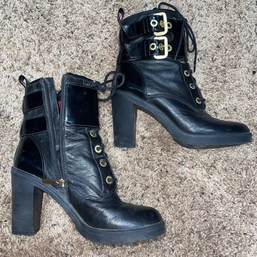 Leather heel boots